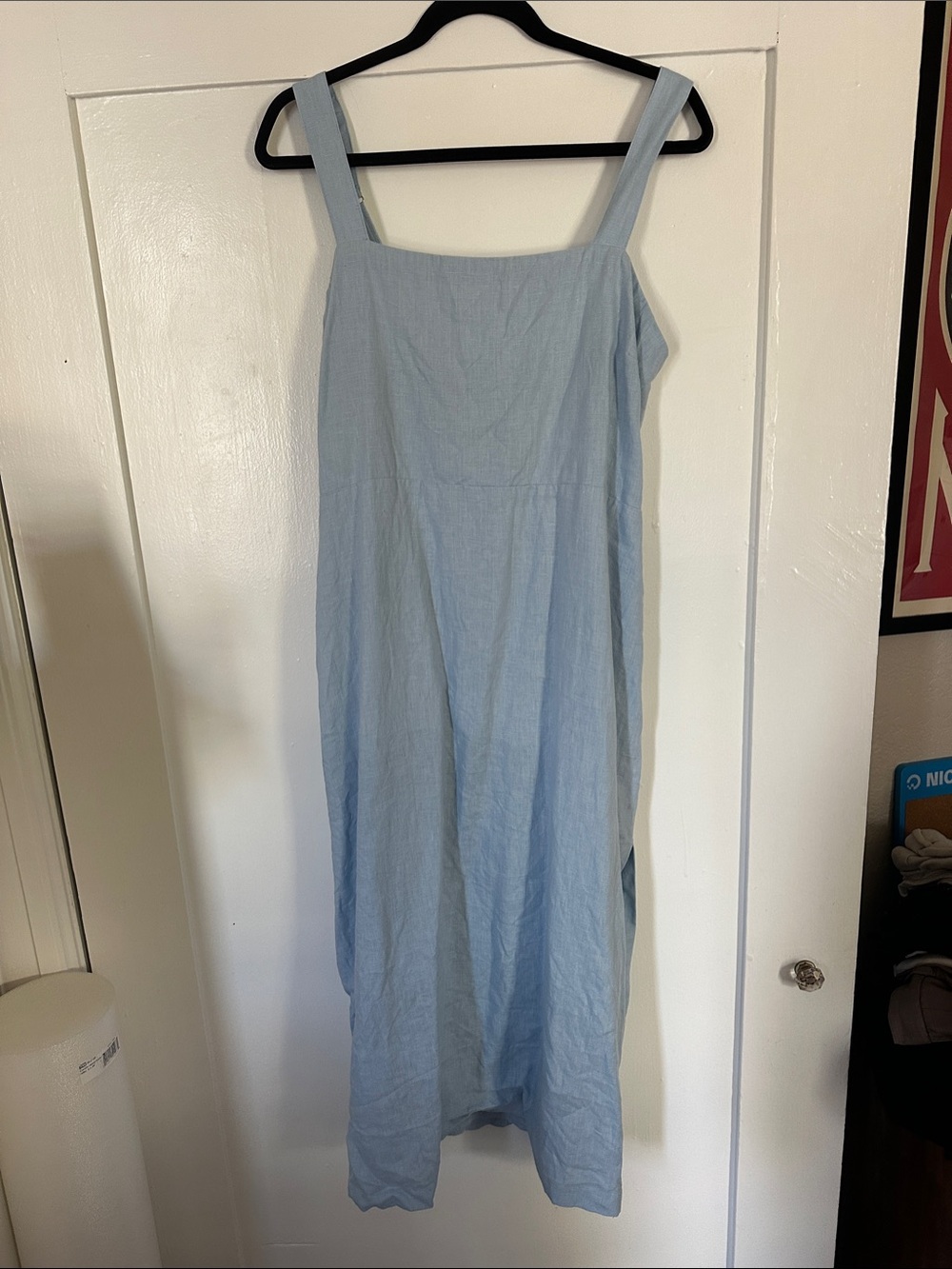 Abercrombie & Fitch Light Blue Square-Neck Midi Dress